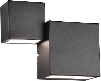 LED Wandlamp - Wandverlichting - Trion Migela - 12W - Warm Wit 3000K - Dimbaar - Vierkant - Mat Zwart - Aluminium