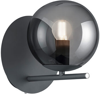 LED Wandlamp - Wandverlichting - Trion Pora - E14 Fitting - Rond - Mat Antraciet - Aluminium Grijs