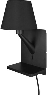 LED Wandlamp - Wandverlichting - Trion Rahat - E14 Fitting - IP20 - Laadstation - Mat Zwart - Metaal