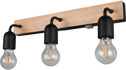 LED Wandlamp - Wandverlichting - Trion Turo XL - 3x E27 Fitting - IP44 - Bruin - Natuurhout