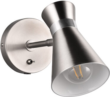 LED Wandlamp - Wandverlichting - Trion Zen - E27 Fitting - 1-lichts - Rond - Mat Nikkel - Metaal