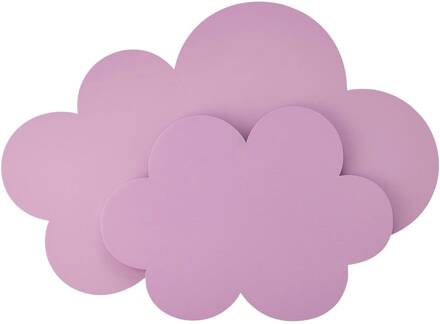 LED wandlamp Wölkchen met stekker, roze, hout, dimbaar