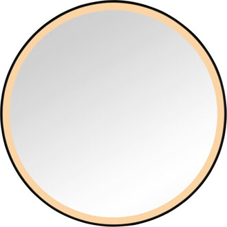 LED Wandspiegel - Livion Nadian - Lichtspiegel - 80cm - 23W - Aanpasbare Kleur - Zwart - Metaal