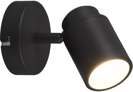 LED Wandspot - Trion Artion - GU10 Fitting - Spatwaterdicht IP44 - Rond - Mat Zwart - Aluminium