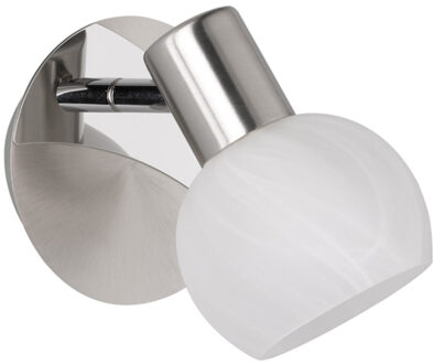 LED Wandspot - Trion Besina - E14 Fitting - Rond - Mat Nikkel - Aluminium Zilverkleurig