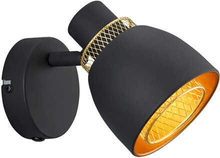 LED Wandspot - Trion Blado - E14 Fitting - 1-lichts - Rond - Mat Zwart - Metaal