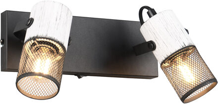 LED Wandspot - Trion Josh - E14 Fitting - 2-lichts - Rond - Zwart Wit - Metaal