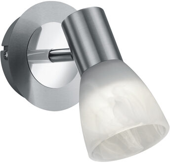 LED Wandspot - Trion Levino - E14 Fitting - Warm Wit 3000K - Rond - Mat Nikkel - Aluminium Zilverkleurig