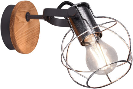 LED Wandspot - Trion Madrid - E27 Fitting - 1-lichts - Rond - Mat Zilver - Aluminium Zilverkleurig