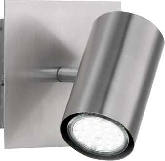 LED Wandspot - Trion Mary - GU10 Fitting - Vierkant - Mat Nikkel - Aluminium Zilverkleurig