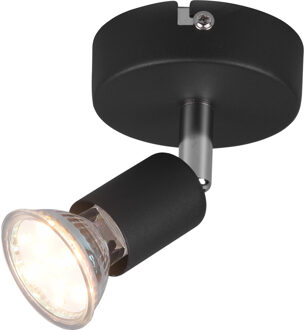 LED Wandspot - Trion Pamo - GU10 Fitting - 1-lichts - Rond - Mat Zwart - Aluminium