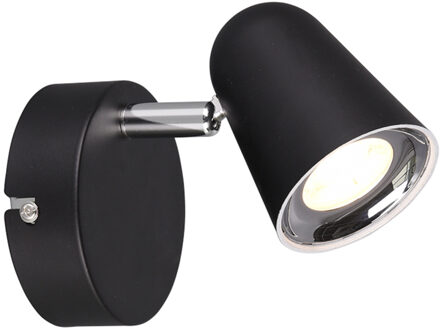 LED Wandspot - Trion Toluno - 3W - Warm Wit 3000K - 1-lichts - Rond - Mat Zwart - Kunststof