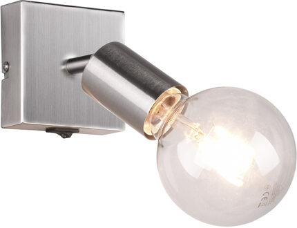 LED Wandspot - Trion Zuncka - E27 Fitting - Vierkant - Mat Nikkel - Aluminium Zilverkleurig