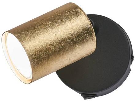 LED wandspot Vano, schakelaar, bladgoud 1-lamp bladgoud, mat zwart