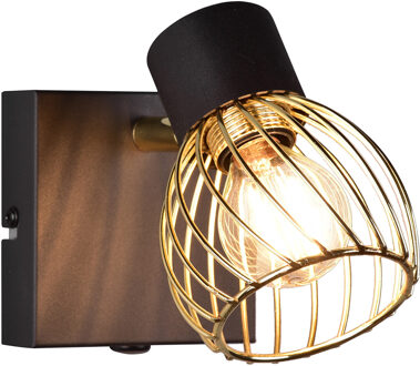 LED Wandspot - Wandverlichting - Trion Ordan - E14 Fitting - Zwart/Goud