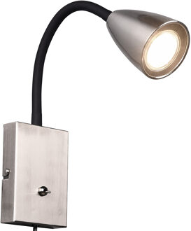 LED Wandspot - Wandverlichting - Trion Wolly - GU10 Fitting - 1-lichts - Rechthoek - Mat Nikkel - Aluminium Zilverkleurig