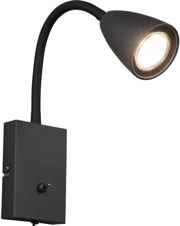 LED Wandspot - Wandverlichting - Trion Wolly - GU10 Fitting - 1-lichts - Rechthoek - Mat Zwart - Aluminium