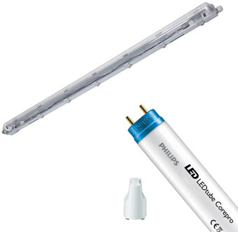 LED Waterdichte TL Armatuur met T8 Buis - Velvalux Strela - 120cm - Enkel - Koppelbaar - Waterdicht IP65 - Philips