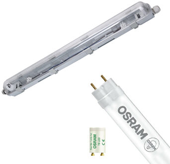 LED Waterdichte TL Armatuur met T8 Buis - Velvalux Strela - 60cm - Enkel - Koppelbaar - Waterdicht IP65 - OSRAM