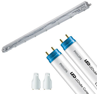 LED Waterdichte TL Armatuur met T8 Buizen - Velvalux Strela - 150cm - Dubbel - Koppelbaar - Waterdicht IP65 - Philips