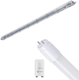 LED Waterdichte TL Armatuur met T8 G13 Buis - Velvalux Strela - 150cm - Enkel - Koppelbaar - Waterdicht IP65 - 20W 2400lm - 865 Helder/Koud Wit 6500K | Vervangt 147W