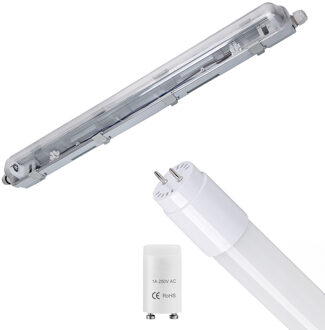 LED Waterdichte TL Armatuur met T8 G13 Buis - Velvalux Strela - 60cm - Enkel - Koppelbaar - Waterdicht IP65 - 8W 960lm - 865 Helder/Koud Wit 6500K | Vervangt 69W