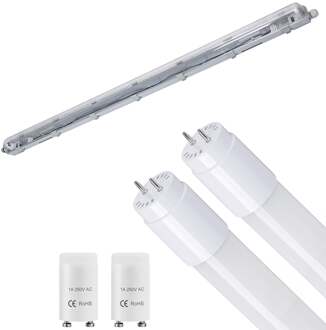 LED Waterdichte TL Armatuur met T8 G13 Buizen - Velvalux Strela - 120cm - Dubbel - Koppelbaar - Waterdicht IP65 - 32W 4320lm - 840 Natuurlijk Wit 4000K | Vervangt 268W