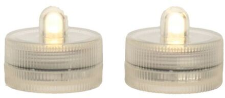 LED waxinelichtjes/theelichtjes voor onder water - set van 2x - warm wit - LED kaarsen