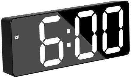 Led Wekker Digitale Kind Elektronische Wekkers Gebogen Scherm Spiegel Temperatuur Klok Met Snooze Functie Voor Kids wekker digitaal met oplader 0712 zwart wit