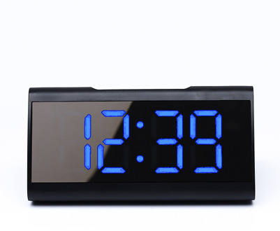 Led Wekker Digitale Kind Elektronische Wekkers Gebogen Scherm Spiegel Temperatuur Klok Met Snooze Functie Voor Kids wekker digitaal met oplader 6098blauw