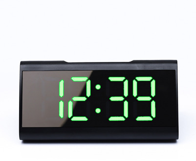 Led Wekker Digitale Kind Elektronische Wekkers Gebogen Scherm Spiegel Temperatuur Klok Met Snooze Functie Voor Kids wekker digitaal met oplader 6098groen