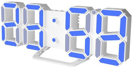 Led Wekker Digitale Snooze Tafel Klok Wake Up Light Elektronische Grote Tijd Kalender Temperatuur Display Home Decoratie Blauw