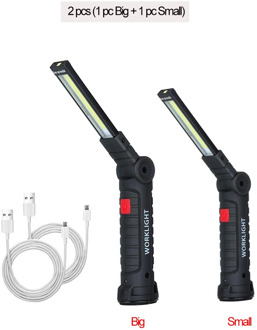 LED Work Light Lantern COB USB Rechargeable Handheld Flashlight with Magnetic Hook Base 360 Rotate Car Auto Repair Tool