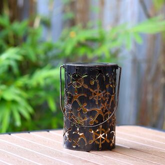 Led Zonne-verlichting Retro Solar Lantaarn Lichten Outdoor Tuin Opknoping Lichten Metalen Blad Patroon Lights Lamp Voor Binnenplaats Loopbrug