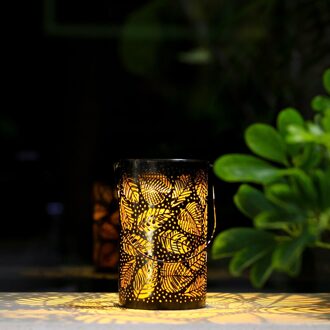Led Zonne-verlichting Retro Solar Lantaarn Lichten Outdoor Tuin Opknoping Lichten Metalen Blad Patroon Lights Lamp Voor Binnenplaats Loopbrug
