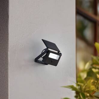 LED-zonne-wandlamp Rikard, zwart, roestvrij staal