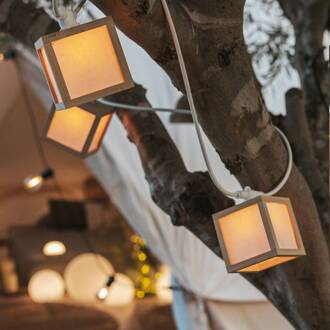 LED-zonnelichtketting Vega, bamboe, IP44 houtkleurig, wit