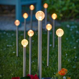 LED-zonnepaneel GlowBall, set van 10, 44 cm, IP44 grijs, helder