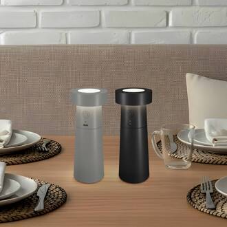 LED-zout- en peperstrooiers Salt & Pepper, set van 2 lichtgrijs, donkergrijs