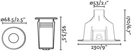 LED-zwembadlamp Nok, nikkelkleurig, roestvrij staal, Ø 6,8 cm, IP68 nikkel mat