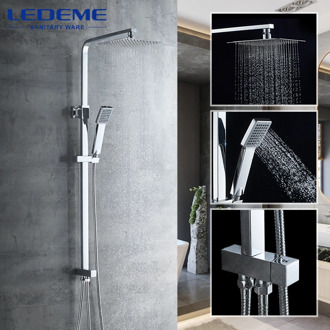 LEDEME Bath Shower Faucet Set Wall Mounted Shower Faucets Bathroom Faucet Bathtub Faucets Waterfall Mixer Tap Set Torneira L2416