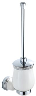 Ledeme Wc Borstel Houders Chrome Base Ronde Muur Gemonteerde Keramische Cup Wc Borstel Houder Aluminium Badkamer Accessoires L3610