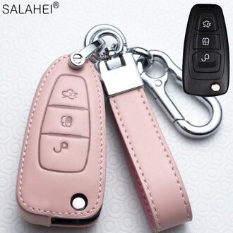 Lederen Auto Key Case Cover Voor Ford Fiesta Focus 23 MK2 MK3 Mondeo MK4 Ecosport Kuga Escape Explorer Ranger Styling accessoires E-roze