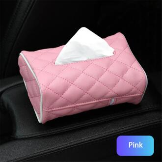 Lederen Auto Tissue Box Auto Opknoping Tissue Doos Creatieve Tissue Dozen Organizer Auto Interieur Accessoires roze