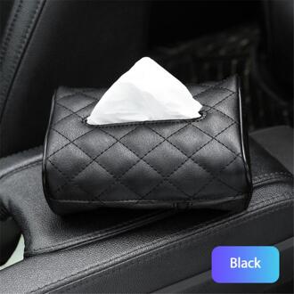 Lederen Auto Tissue Box Auto Opknoping Tissue Doos Creatieve Tissue Dozen Organizer Auto Interieur Accessoires zwart