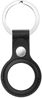 Lederen Beschermhoes Case Cover Voor Apple Airtag Tracker Locatie Protector Voor Iphone Airtags Sleutelhanger Slimme Accessoire D9578-1A-zwart