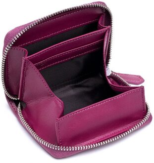 Lederen Credit Card Portemonnee Rfid Rits Portemonnee Cash Pocket Organizer Houder Paars