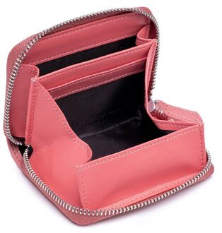 Lederen Credit Card Portemonnee Rfid Rits Portemonnee Cash Pocket Organizer Houder Roze
