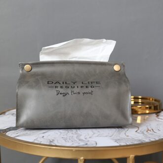 Lederen Facial Tissue Box Cover Servet Houder Snap Sluiting Papier Rack Kantoor Tafel Accessoires Facial Case Houder Lade Voor Thuis grijs