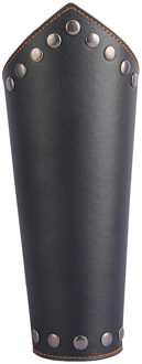 Lederen Handschoen Unisex Arm Guard Middeleeuwse Bracer Kostuum Props zwart